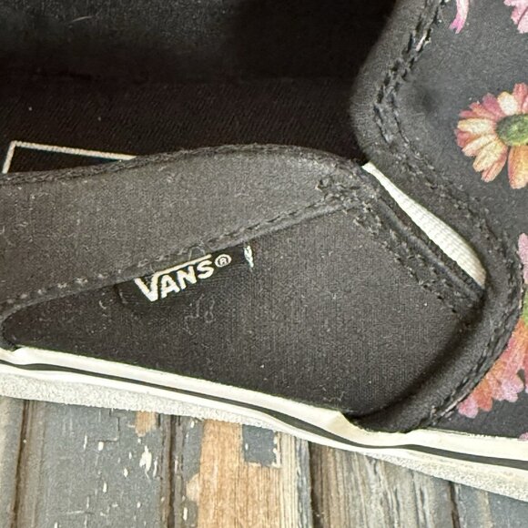 Vans Asher Dark Floral Womens Shoes Size 7.5 Slip-On Black Pink Skate - Picture 4 of 10